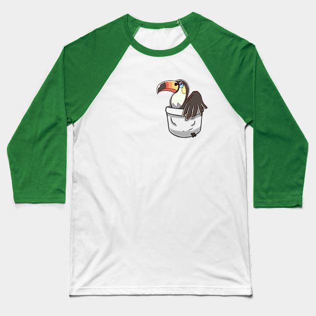 Pocket Anger Toucan Baseball T-Shirt by TechraPockets